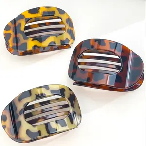 4-Pack No-Crease Hair Clips for Women & Girls – Leopard Pattern Flat Barrettes, Strong Hold Claw Clips for Thick & Thin Hair, Minimalist Styling Accessories for Work, School, Daily Wear & Parties Solid Bow Ribbon Hair Clip Fairy Hair Bow Clip