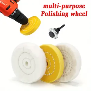 A set of 3 Buffing Polishing Wheel Kit With With 1/2" Arbor Hole Arbor Hole For Bench Grinder Wood Plastic Metal Ceramic Glass (4 Inches)