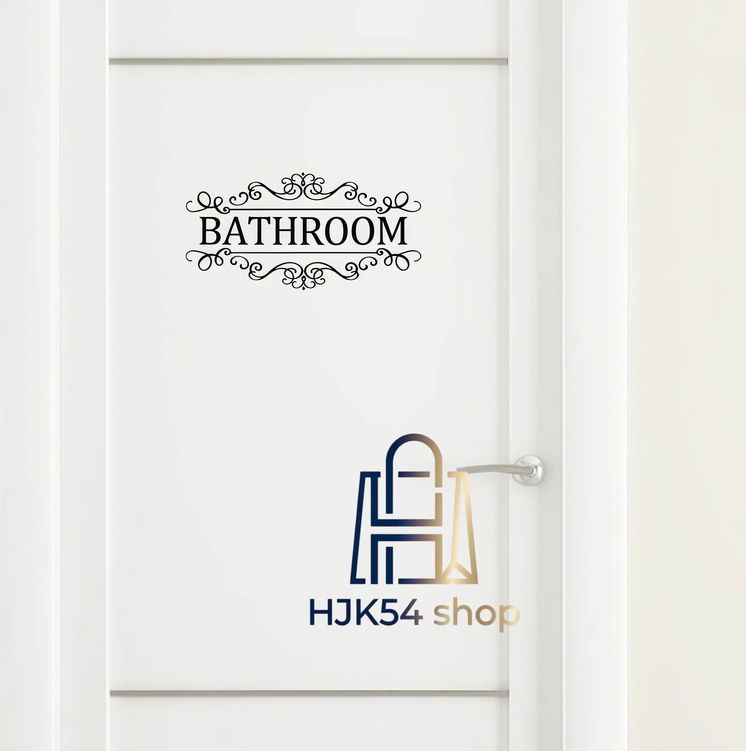 Decorative Signs, 3-Piece Vintage Ornate Black Vinyl Wall Stickers, Removable Door Decorations for Bathroom & Home Decor, Easy-Remove, Decoration Items