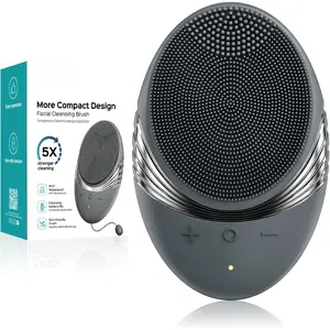 Facial Cleansing Brush Face Scrubber: Portable Silicone Waterproof Rechargeable Face Wash Brush, 5 Cleansing Modes, Electric Deep Cleaning for Men & Women, Removing Blackhead Exfoliating