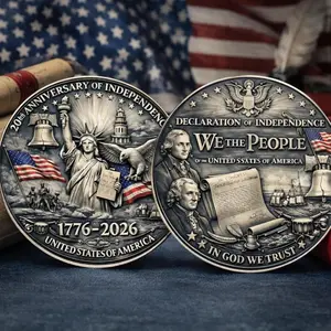 America 250th Anniversary Commemorative Coin, USA 250th Declaration Challenge Coin 1776-2026 for Patriotism, Freedom, American Eagle & Patriotic Symbols Collectible
