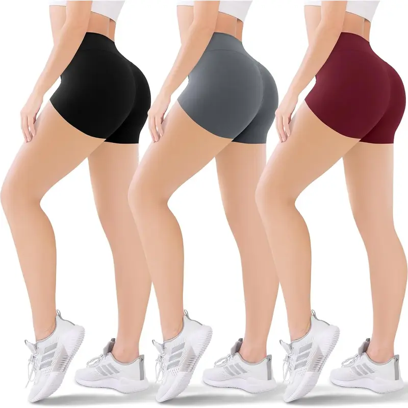 3 Pack Women's Active  - 3"/5"/8"High Waist Tummy Control No See -Through for Cycling Jogging Gym Workouts Vintage Graphic Denim biker singlet quick dry  cutouts  jersey 25 26 Sporty Breathable Skorts footy   jogger shorts