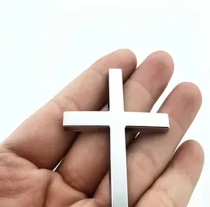 Christian Cross Sticker with Chrome Finish Car Exterior Decorative Sticker Universal Fit for Cars Motorcycles & SUVs Durable Material Simple Application Faith Symbol Adhesive 2.6" x 1.85" Zinc Alloy - Vehicle