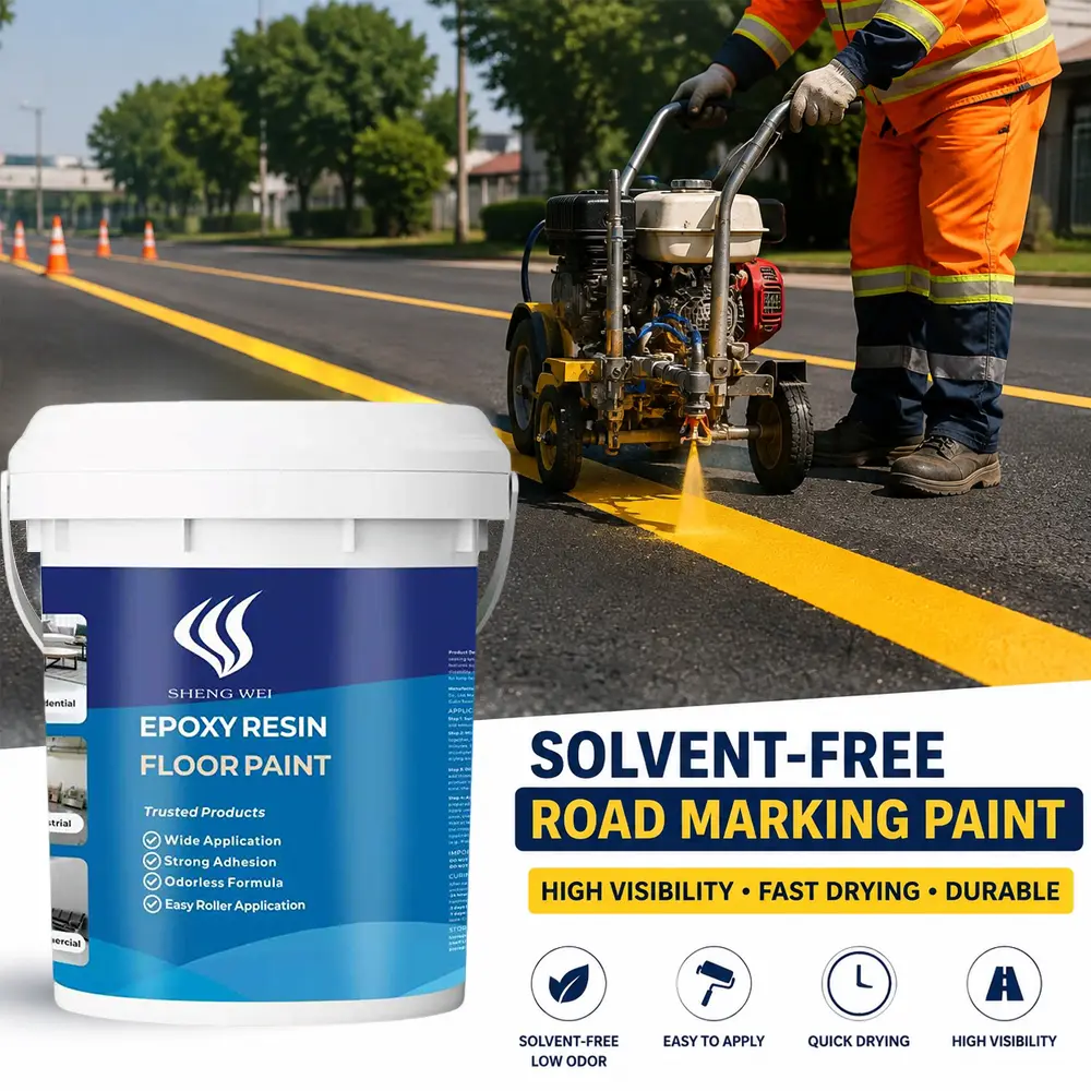 SHENGWEI Yellow Solvent-Free Epoxy Floor Paint, 1 Gallon & 3 Gallon Concrete Coating for Road Line Marking, Factory, Workshop & Warehouse Floors, Covers Up to 120/360 Sq Ft, Durable Wear Resistant Waterproof Non-Slip Finish