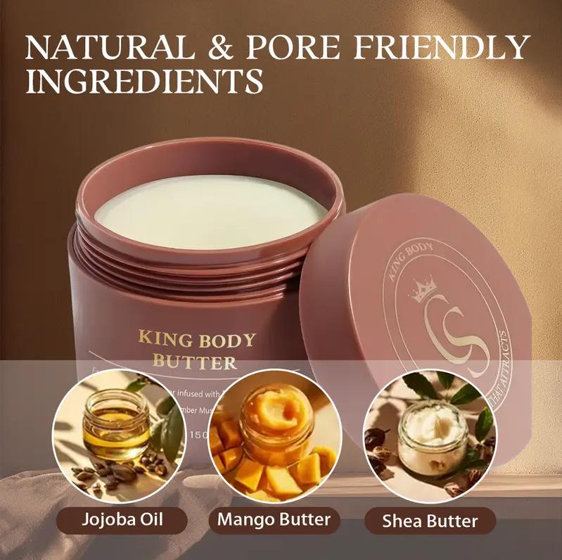 Colognes Crowned Skin King Body Butter - Gentle Moisturizer for Soft Skin, Warm Scent, Suitable for All Types, Luxurious Nourishment, 5oz/150ml