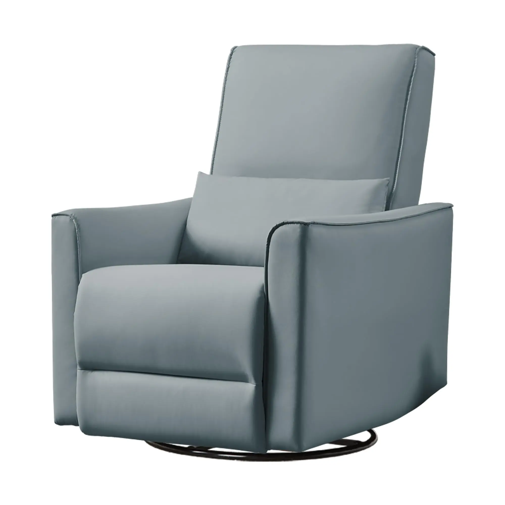 Garvee Swivel Rocking Recliner Chair, Manual Leather Recliner Glider with Lumbar Support & Padded Armrest, Comfortable Rocker Nursery Single Sofa for Living Room and Bedroom (Gray)