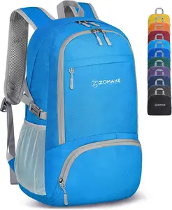 ZOMAKE Lightweight Packable Backpack 30L, Foldable Hiking Backpacks Water Resistant Compact Folding Daypack for Travel(Light Blue)