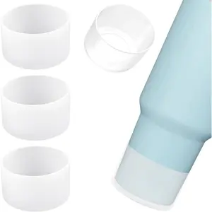 4Pack Silicone Boot for Stanley 40oz Quencher Adventure & Stanley IceFlow 30oz 20oz, Reduces Noise Scratches Protective Cup Bottom Sleeve Cover Compatible with Stanley Cup Accessories (Transparent)