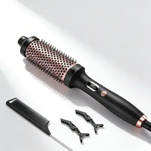 Blowout Wavy Boost Ionic Thermal Brush 1 1/2 Inch Heated Round Brush with LED Display Dual Voltage Adjustable Salon-Grage Temerature for All Hair Types Hair Styling Tools Women Gift hair tool upgrade salon-quality round brush easy travel