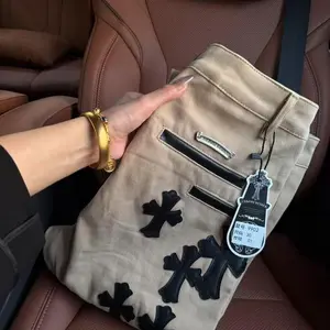 2025 American Style Trendy Cross Jeans High Street Washed Loose Pants Casual Unisex Straight Long Pants