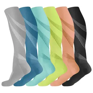 6-Pack Knee-High Compression Socks for Men and Women – Breathable Nylon Blend, Graduated Support for Circulation, Travel, and Sports