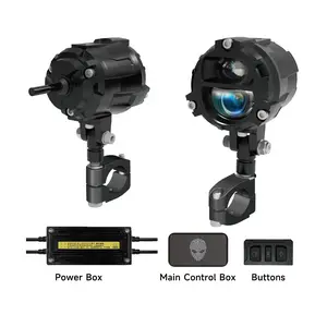 Alien Rider M902Pro Motorcycle Smart Cornering Assist Spotlight, 240W Dual-Glass Lens, High-Intensity Cornering Light, Six-Axis Gyroscope, IP67 Waterproof, Multiple Smart Modes, 360° Universal Mount.