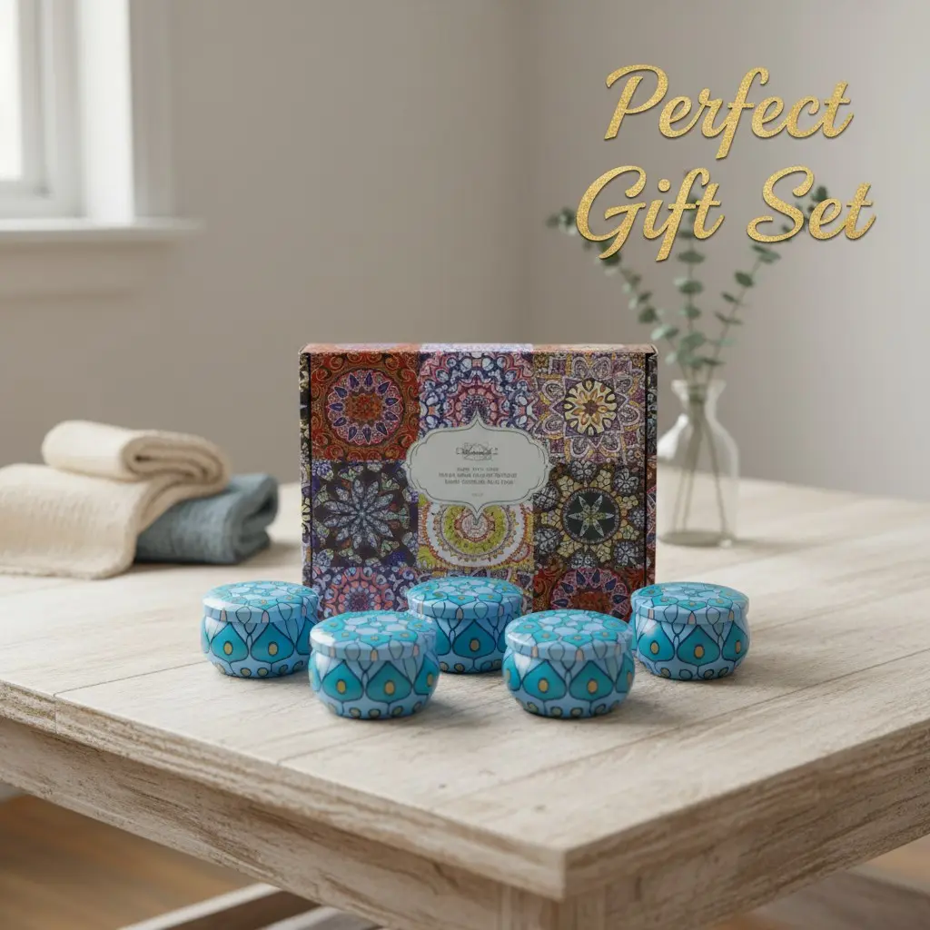 Modentro Ocean Scented Candle Gift Set, 6 Pack 4 oz Soy Wax Candles, Ocean Breeze Fragrance, Decorative Travel Tin Candles for Home, Gifts & Relaxation