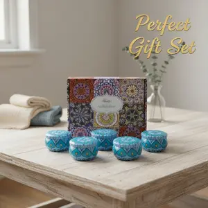 Modentro Ocean Scented Candle Gift Set, 6 Pack 4 oz Soy Wax Candles, Ocean Breeze Fragrance, Decorative Travel Tin Candles for Home, Gifts & Relaxation