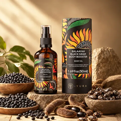 iYURA Balaayah Black Gram Body Booster Oil for Crepey & Mature Skin (1.69 fl oz / 50 ml)