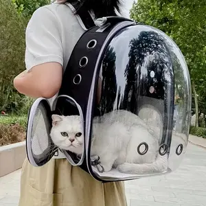 Breathable Transparent Cat Backpack, Animal Carrier for Pets Up to 15 Lbs, Safety Zipper Capsule, Multiple Vents, Side Mesh, Ideal for Small Pets