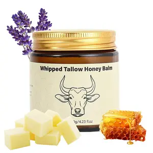 Whipped Grass-Fed Beef Tallow Honey Balm - 4 Oz,Scented Hydrating Moisture Moisturizing Cream for Soft, Smooth Skin - Handmade All-Natural Moisturizer - Lavender