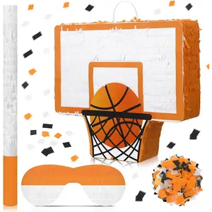 Basketball piata basketball birthday party supplies bundle with a blindfold bat and confetti sports party decorations supplies for kids carnival events