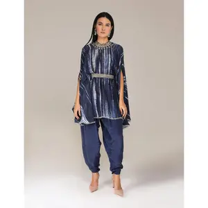 Blue raya circle Kurta with Salwar Pants