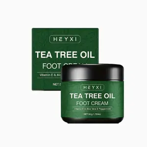Tea Tree Oil Foot Cream, Intensive Foot Care Cream with Vitamin E, Aloe Vera and Peppermint 50g - Enriched with moisturizing ingredients, tea tree oil and phytosterols - for all skin types, cracked heels and rough feet