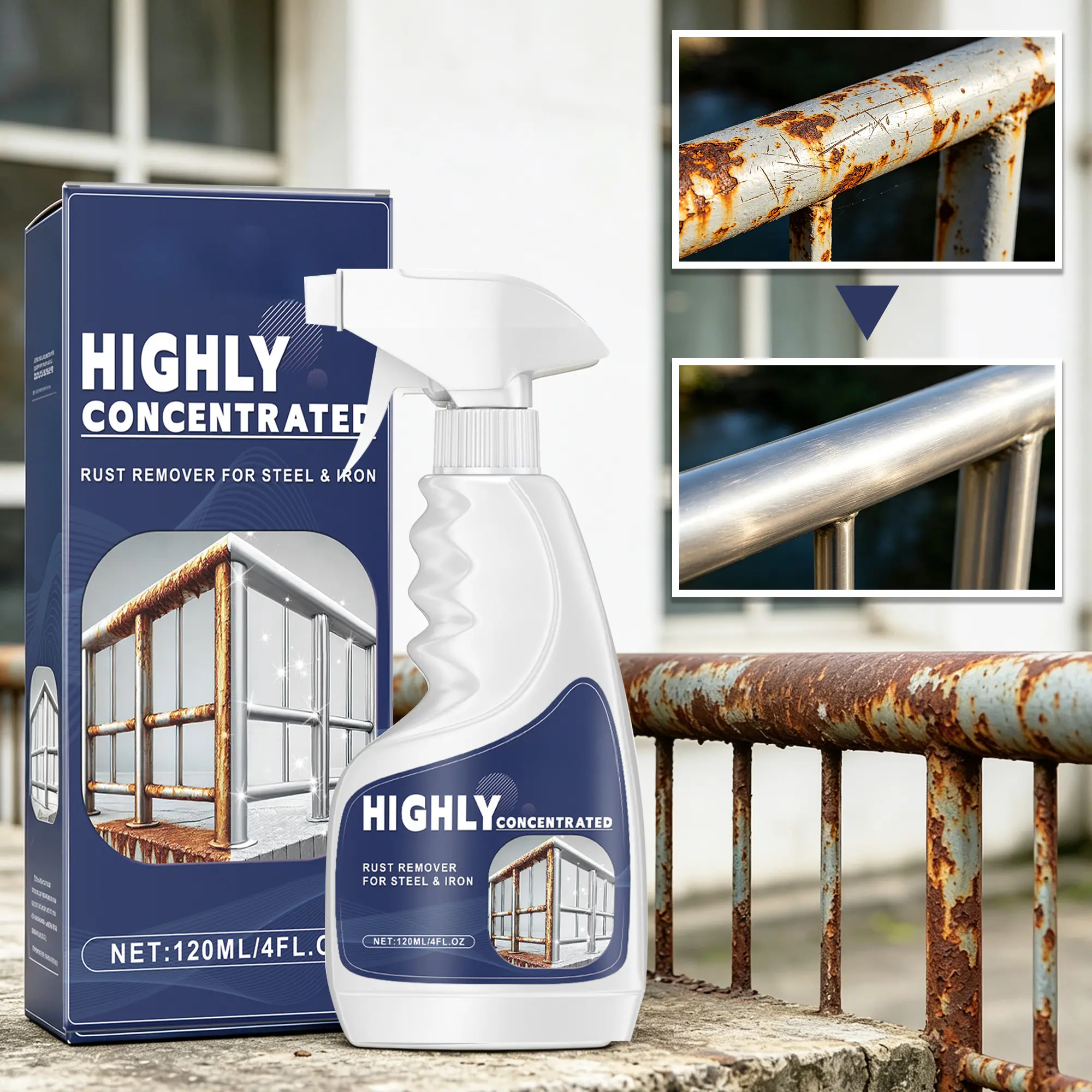 Industrial-Grade Heavy Duty Rust Remover Spray for Metal - All Purpose Cleaner, Heavy Duty Cleaning Solution, Iron Rust Cleaner for Kitchenware, Vehicles