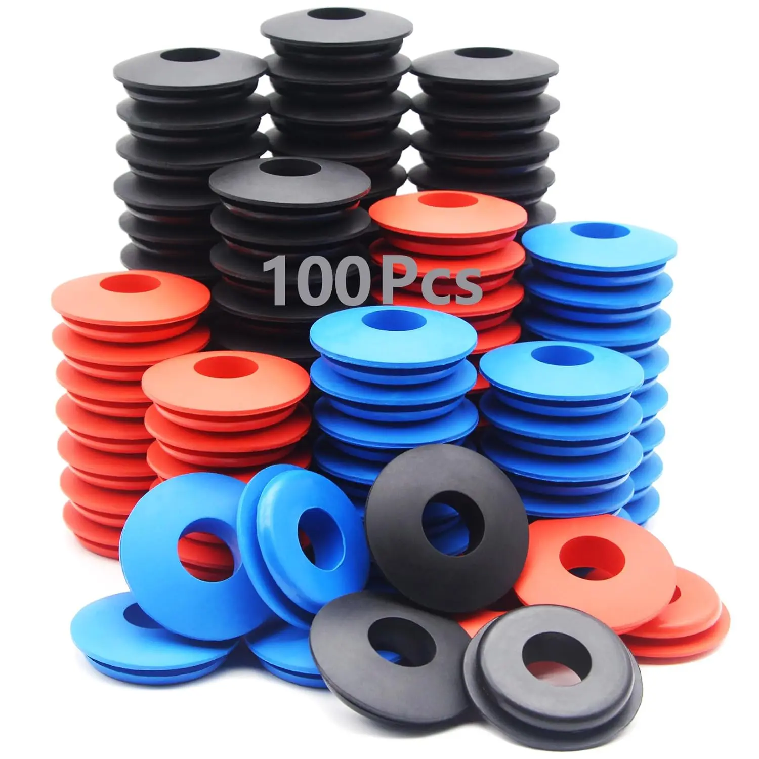 100 count Glad Hand Seals Rubber 50 Black + 25 Red + 25 Blue  Gladhand Seals Polyurethane Seal Elastic Washers Grommets Round Gaskets for Semi   , Parts Number 10028