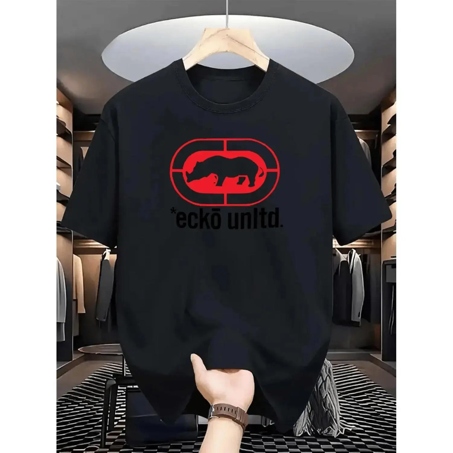 [Unisex][Unisex]Halloween Skull T-shirt Ecko Unlt Graphic White Tee For Men Hip Hop Style Breathable Quick Dry Crew Neck Summer Sportswear Regular Fit Solid Color Casual T Shirt