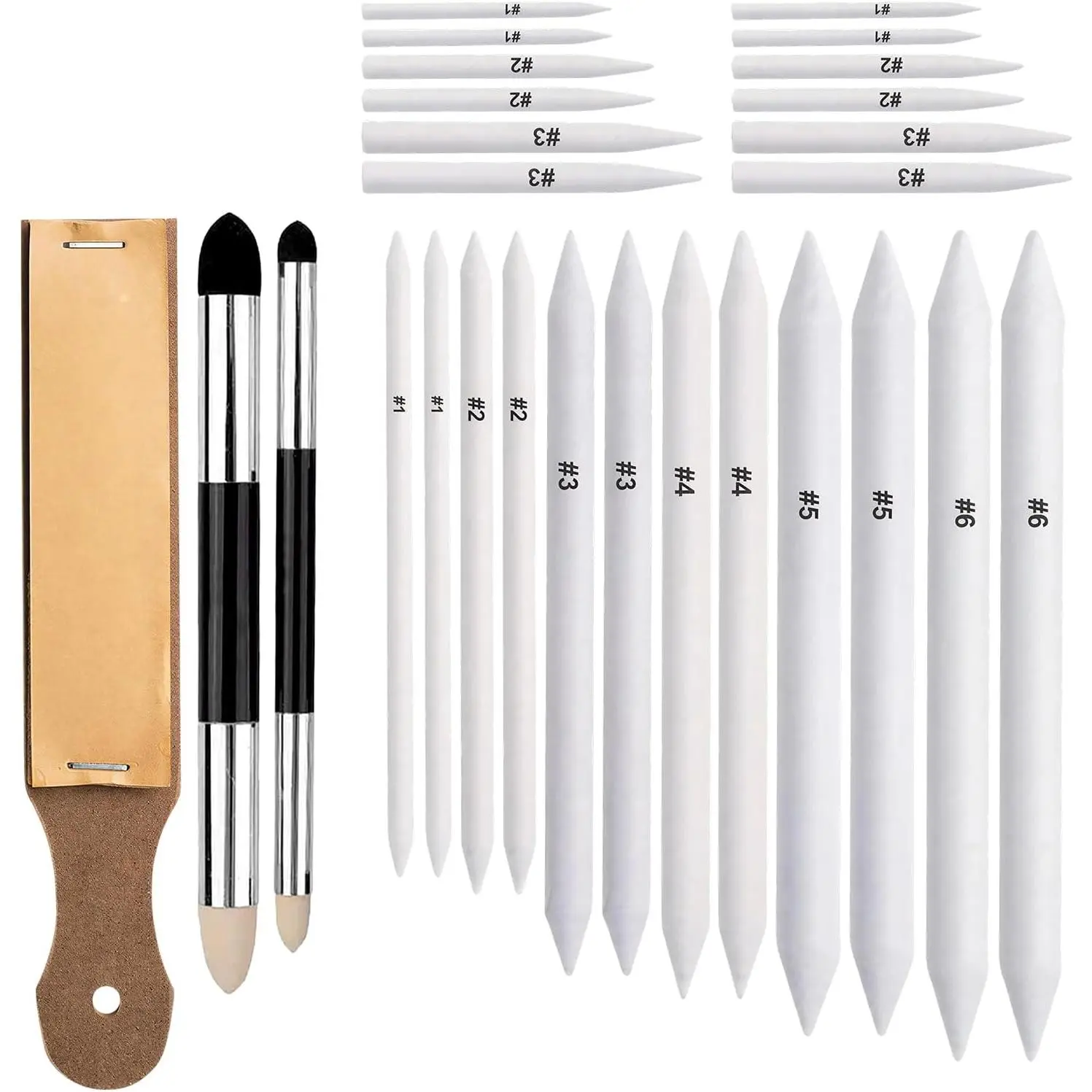 27 count Blending Stumps and Blending Sponge Pens with Sandpaper Pencil Sharpener, Tortillions Blending Sticks for Shading Complete, Blending Pencils for Student Artist Charcoal Sketch Drawing Tools