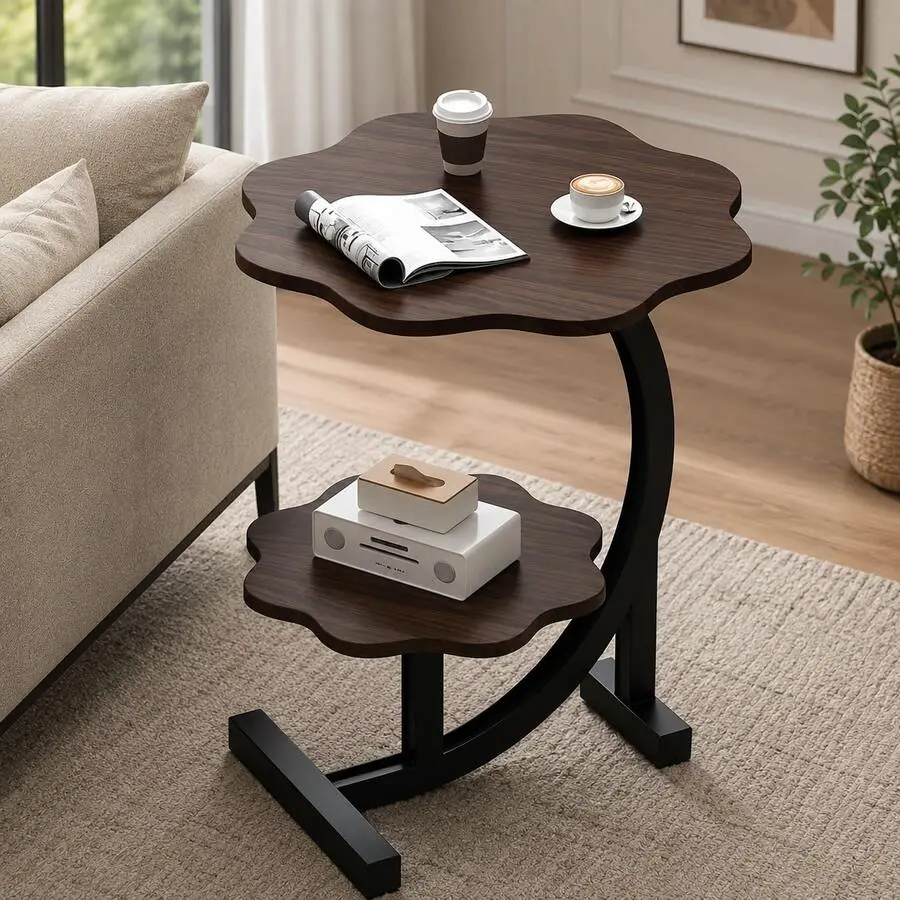 Modern Cloud Side Table With Storage Shelf – Elegant Marble Finish End Table For Living Room, Bedroom & Sofa Side, Space-Saving Accent Table With Sturdy Metal Frame