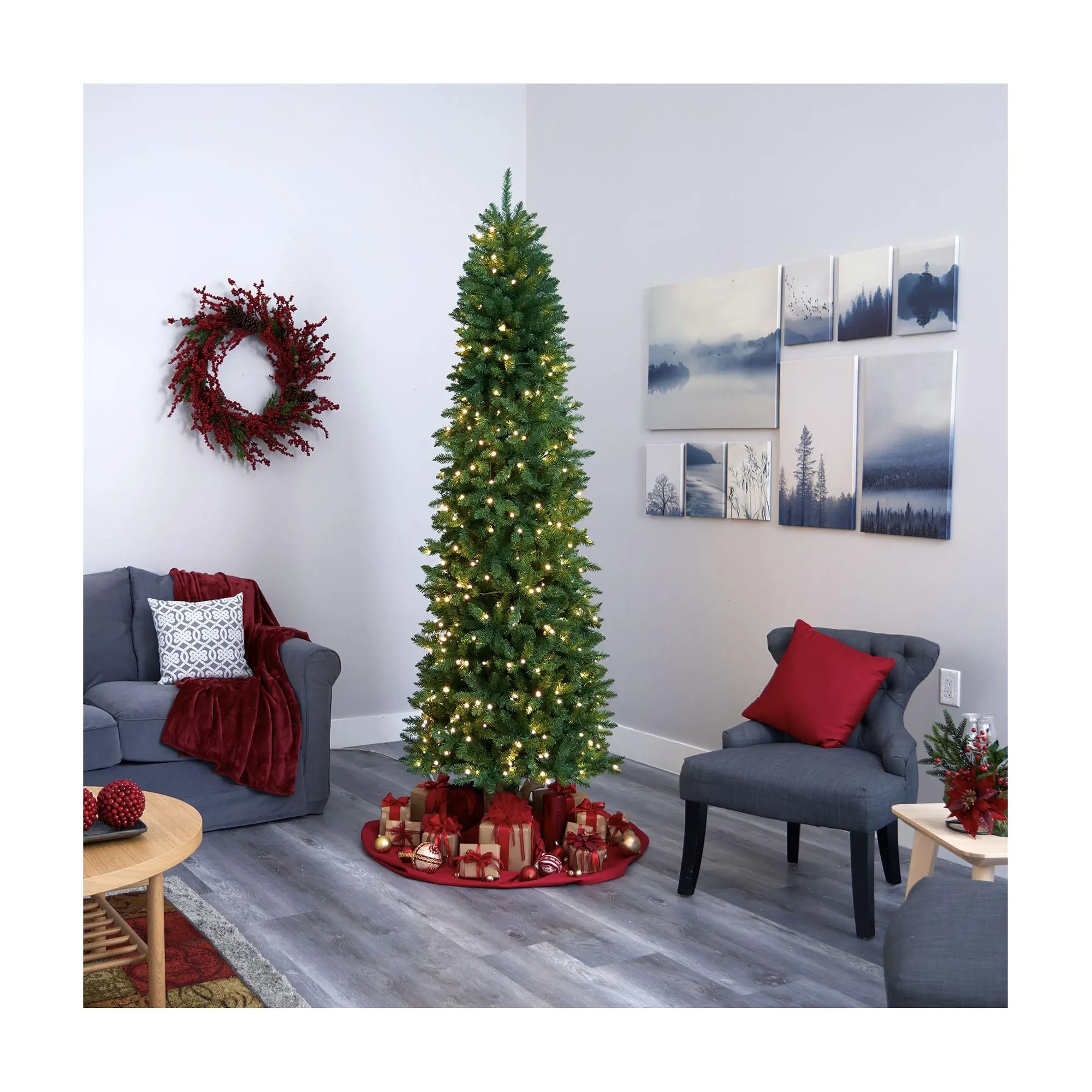 Nearly Natural 8' Slim Mountain Pine Faux Christmas Tree