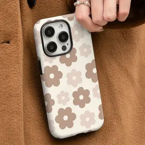 Flower Pattern Chic Cool Unique Two-In-One Film Case - Tough, Dual Layered Case for Superior Protection, Durable, Drop-proof - for iPhone 16, 15, 14, 13, 12, 11, Plus, Pro, Max, Perfect Birthday Gift New Year Gift for Friends Family Loved Ones