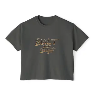 LMX Designs Women's "Built Not Bought" Boxy Tee - Casual Cotton Graphic Top for Everyday Wear & Feminist Events