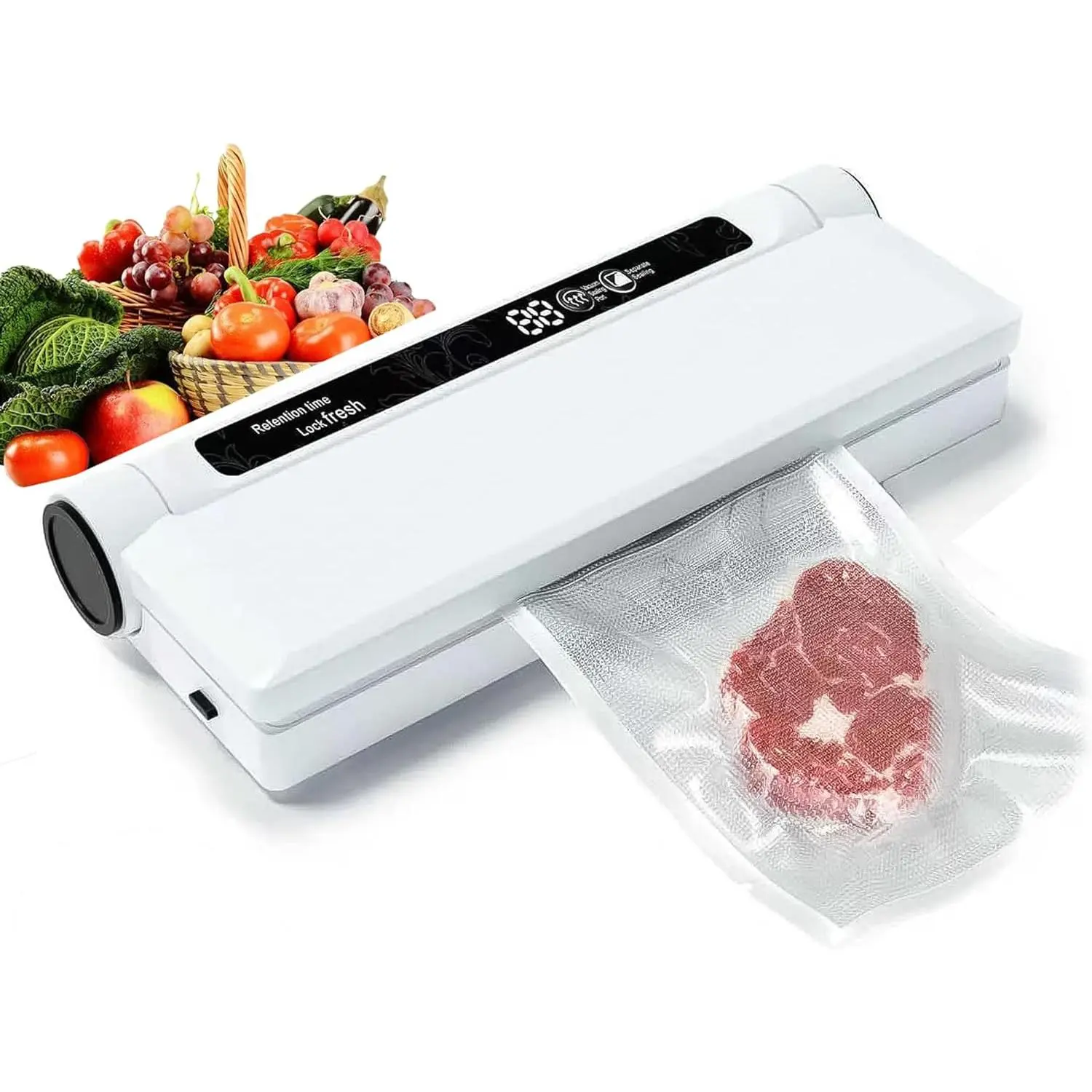 Food Saver Vacuum Sealer Machine - 75KPA Powerful Vacuum Sealer for Food with 20 Bags, Compact Food Vacuum Sealer Machine w/Digital Timer, Easy to Use for Home Kitchen