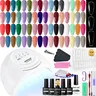 JODSONE 32 Color Gel Nail Polish Kit with U V Light with Base Coat Glossy Matte Glitter Top Coat 3 Kind of False Nail Tips with Glue for gifts