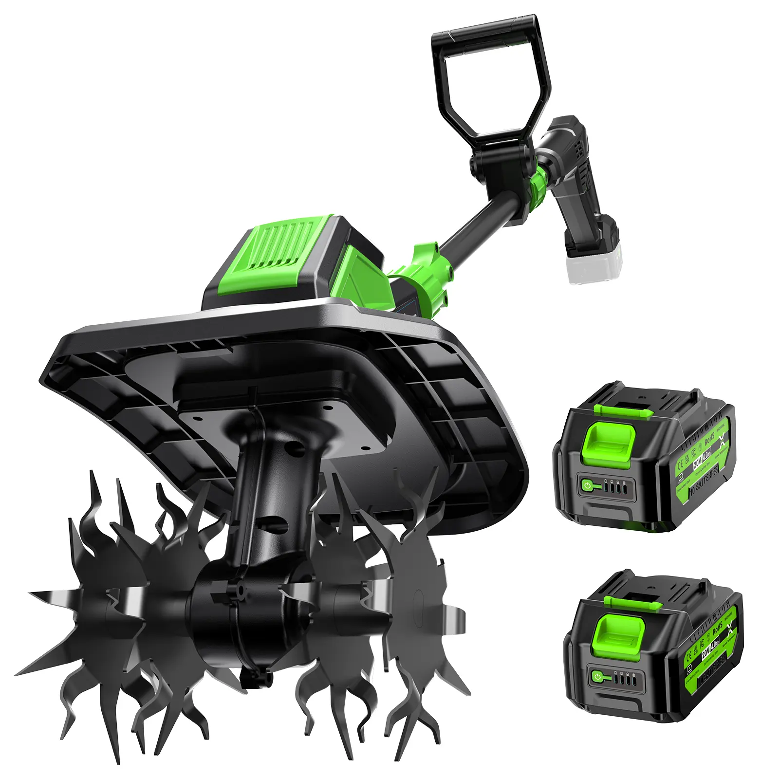 Cordless Electric Garden Tiller Cultivator, 8000mAh Battery Powered Tiller, Lightweight Rototiller for Gardening, 9.5 in Tilling Width & 7 in Depth, Cultivators for Gardening/Weeding/Soil Cultivation