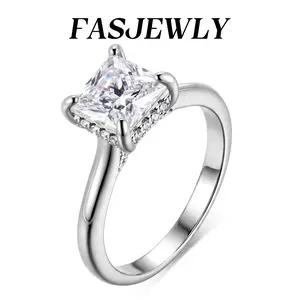 Fasjewly Princess Cut Statement Ring for Women Sparkly Cubic Zirconia Engagement Ring Minimalist Promise Ring Gift for Her SummerWins