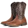 IUV Cowboy Boots For Men with Wide Square Toe Western Retro Boot Durable Classic Fashionable Embroidered Pull On Slip Resistant Boots SummerVibes Gift Ideas