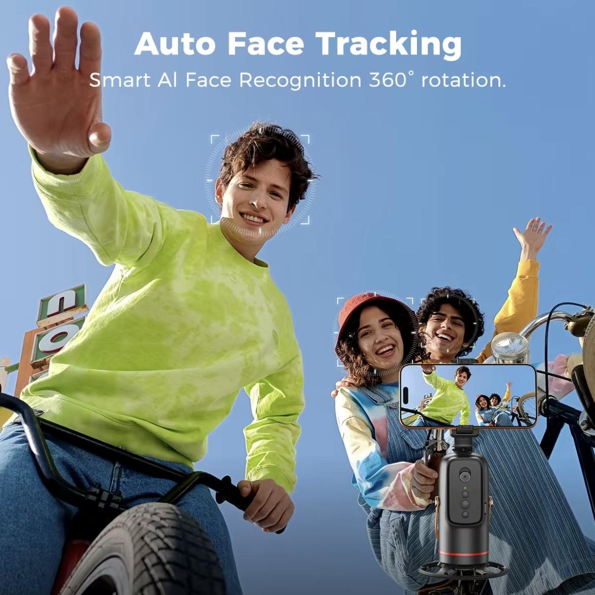 Automatic face-tracking tripod with gesture control, 360° rotation; phone camera mount for body/face shots; smart tracking holder for live vlogging and video streaming; selfie accessories; 360 rotating phone stand Automatic face-tracking tripod with gesture control, 360° rotation; phone camera mount for body/face shots; smart tracking holder for live vlogging and video streaming; selfie accessories; 360 rotating phone stand