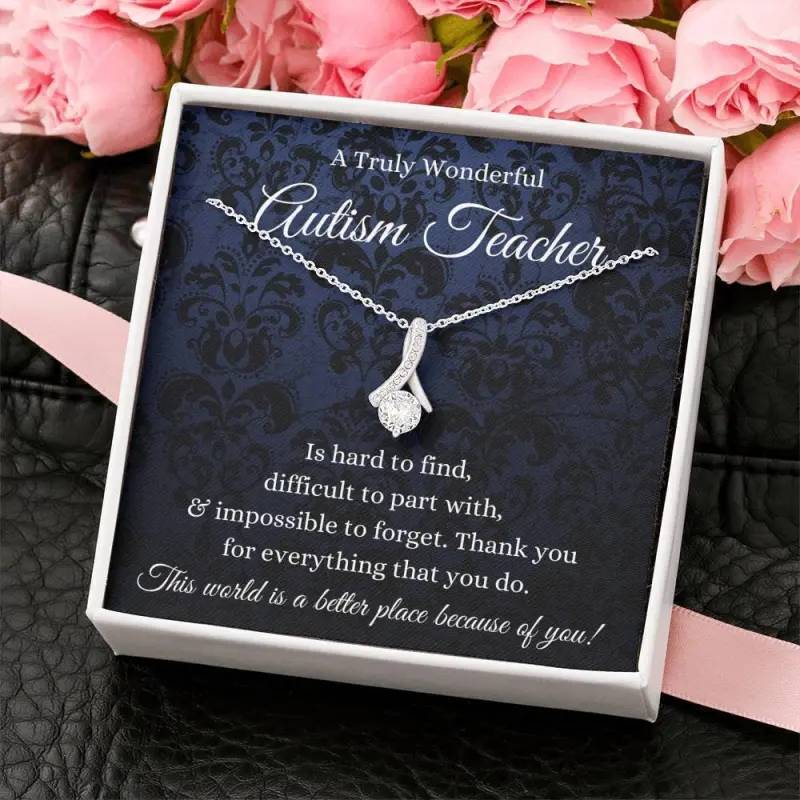 Petit Ribbon, Autism Teacher Gift, Special Education Teacher Gift, Special Needs Teacher Gift, Autism awareness Necklace Gift