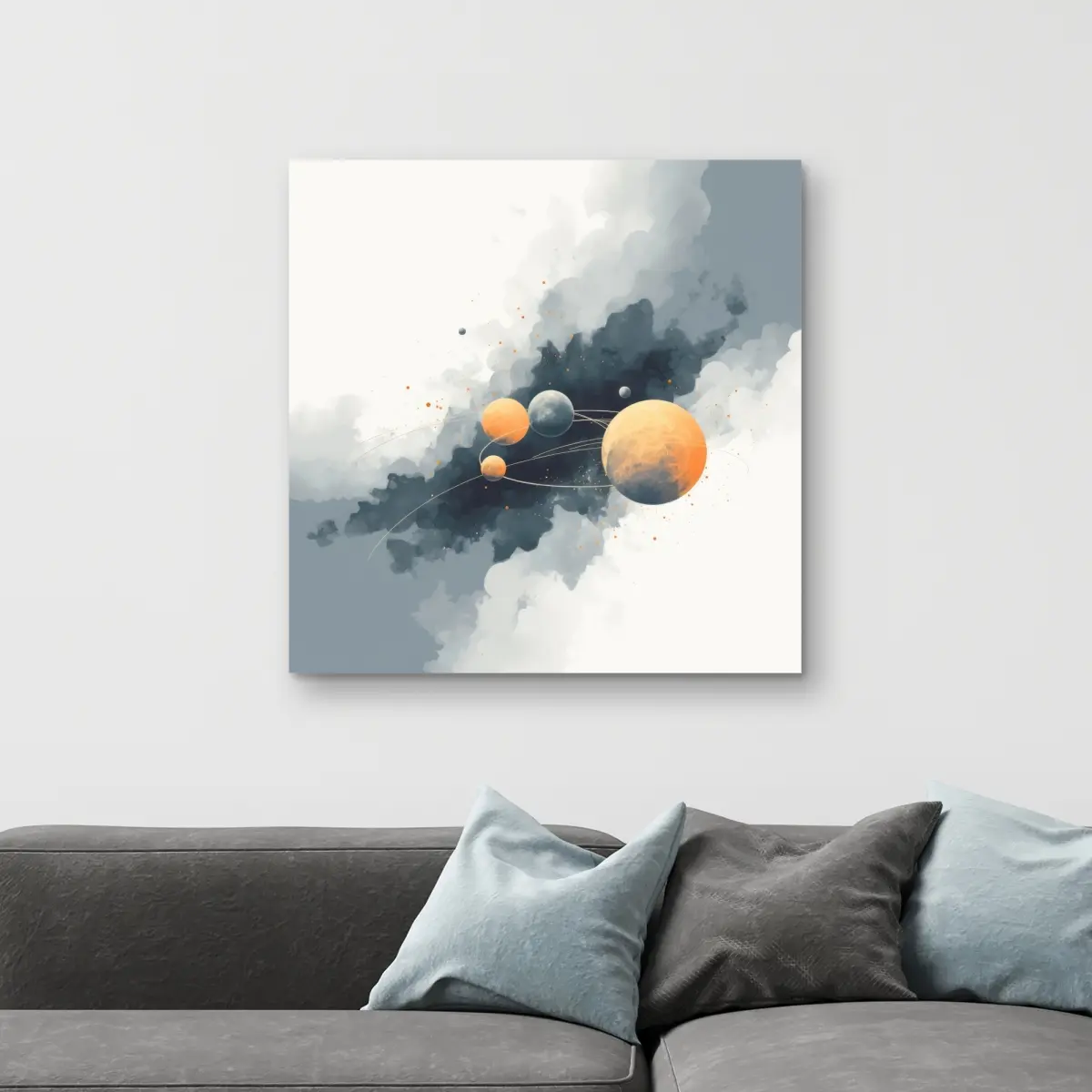 Pictorem C1RC3232RQ4MYI 32 x 32 in. Circle of Planets - White Canvas Wall Art
