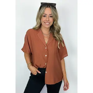 At My Best Button Down Relaxed Top - BACK IN STOCK