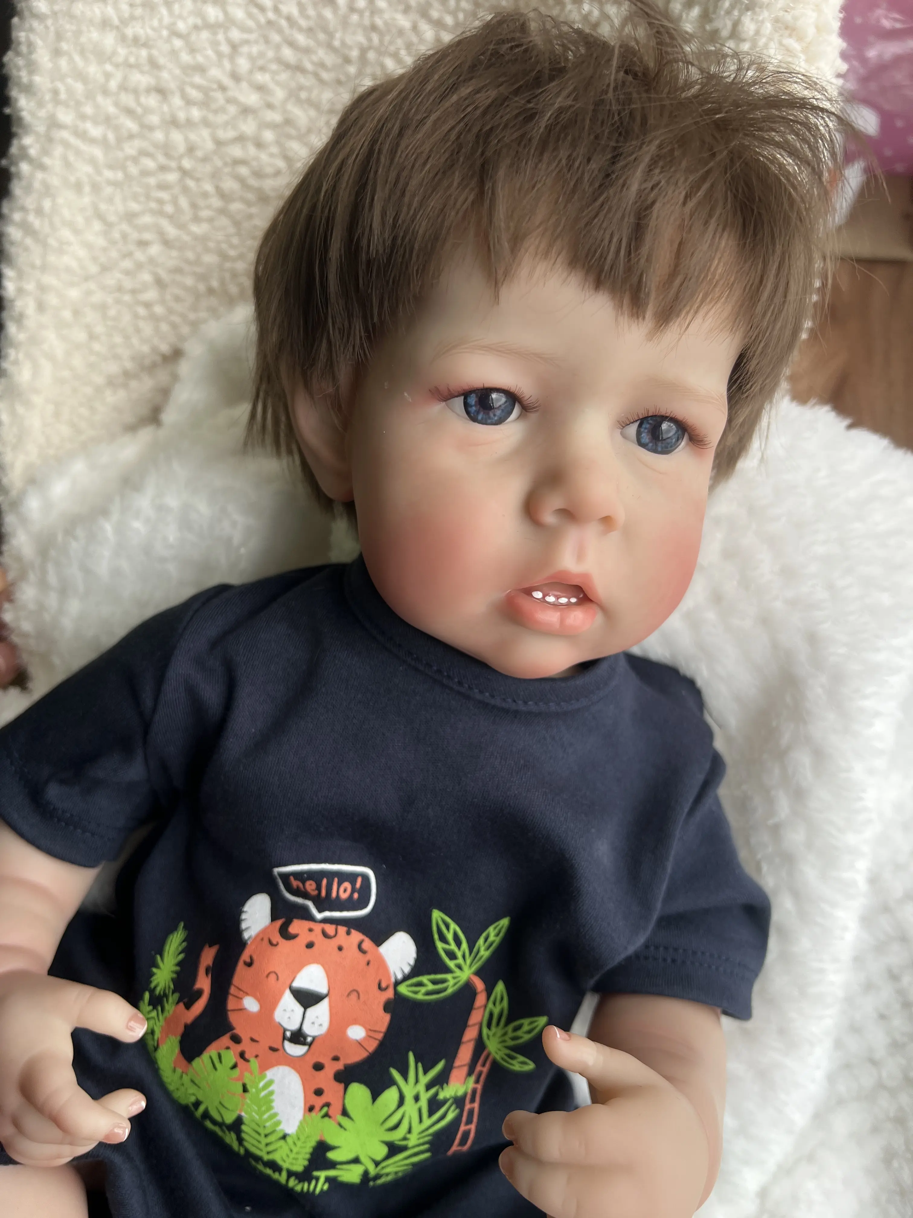 20-Inch Lifelike Vinyl Reborn Baby Boy Doll, Full Body Design, with Rooted Hair, Vinyl Dolls