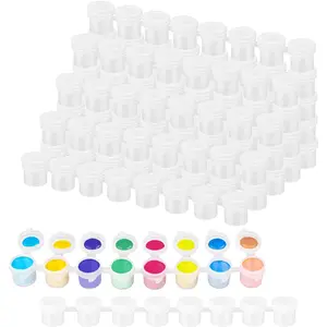 1200 Pieces 0.17oz Empty Paint Pot, 150 Strips Acrylic Mini Paint Container Strips Storage with Lids for for Art, Outdoor Sketching, and Art Festivals Art Festivals, White