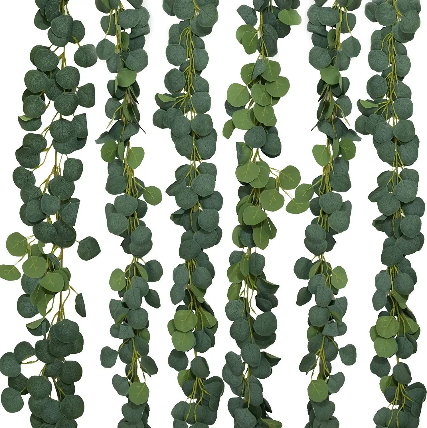 Artificial Eucalyptus Ivy Garland Plants - 5.9ft Hand-Assembled Plastic Silk Faux Leaf Multiple Strands Vines, 24-Strand with Decorative Fruit for Daily, Anniversary, Auspicious Home/Wedding Decor (Indoor/Outdoor)