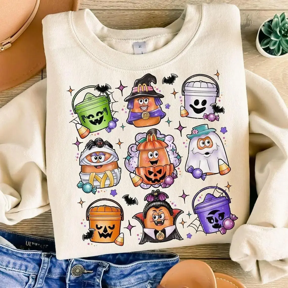 Comfort Colors Halloween Chicken Nuggets Sweatshirt, 90s Retro Halloween Shirt, Spooky Nugget Crewneck