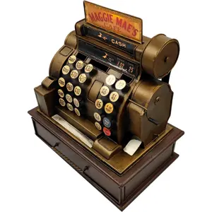 Vintage cash register model piggy bank money bank storage box jewelry box ring trinket case cabinet figurine cafe bar window decor model home desk decoration