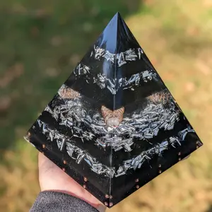 Large Handmade Orgonite Pyramid Real Orgonite Powerful Orgone Energy Shungite Pyramid For EMF protection 5g Block Pyramid Crystal Gift For New Home Cleanse Chakra Balance