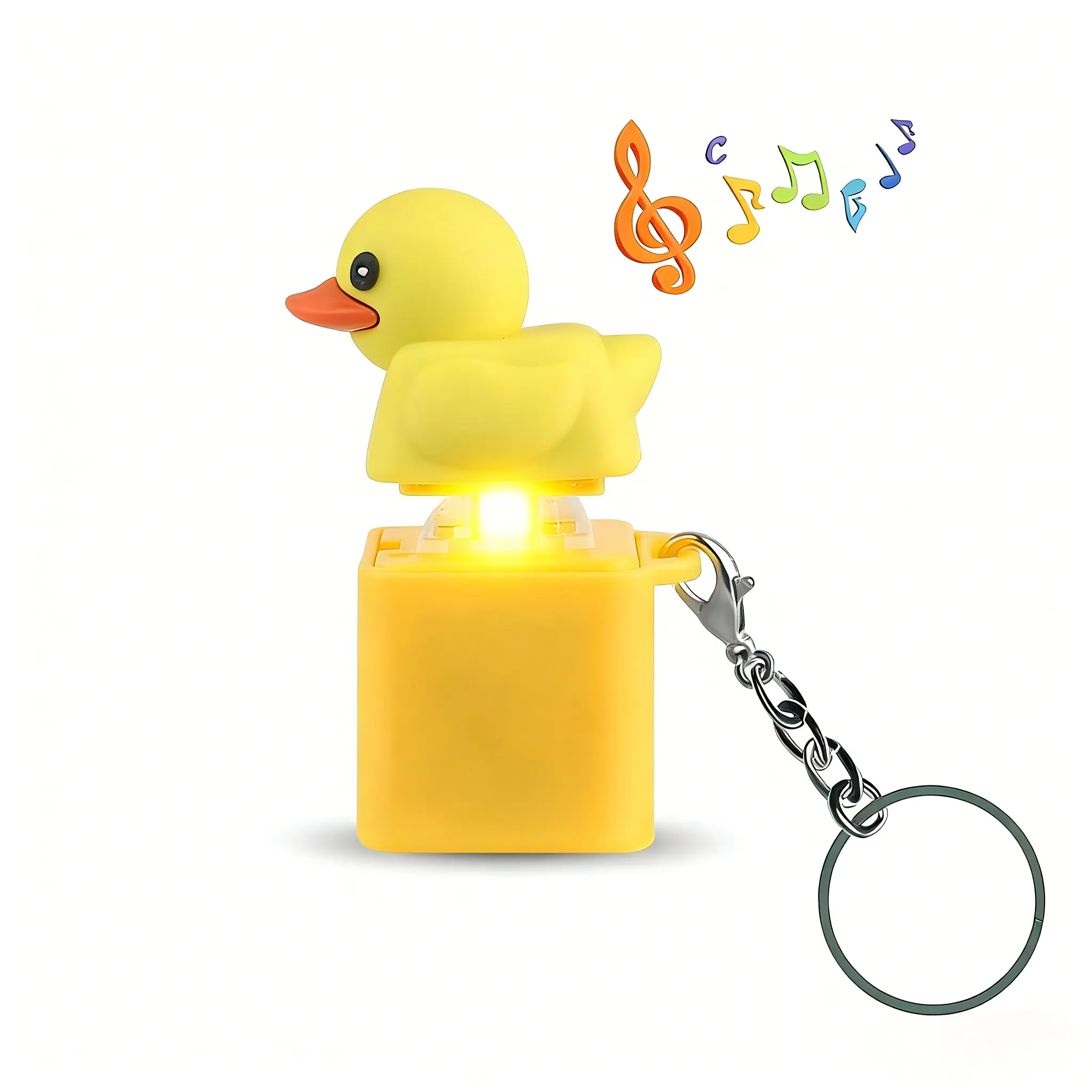 Rechargeable Quacking Duck Fidget Keychain - 1 Pcs Compact ABS Plastic Sensory Toy with Lights, Keyboard Clicker Button, Quack Sound for Office Stress Relief, Portable Gift for Duck Lovers, Smooth