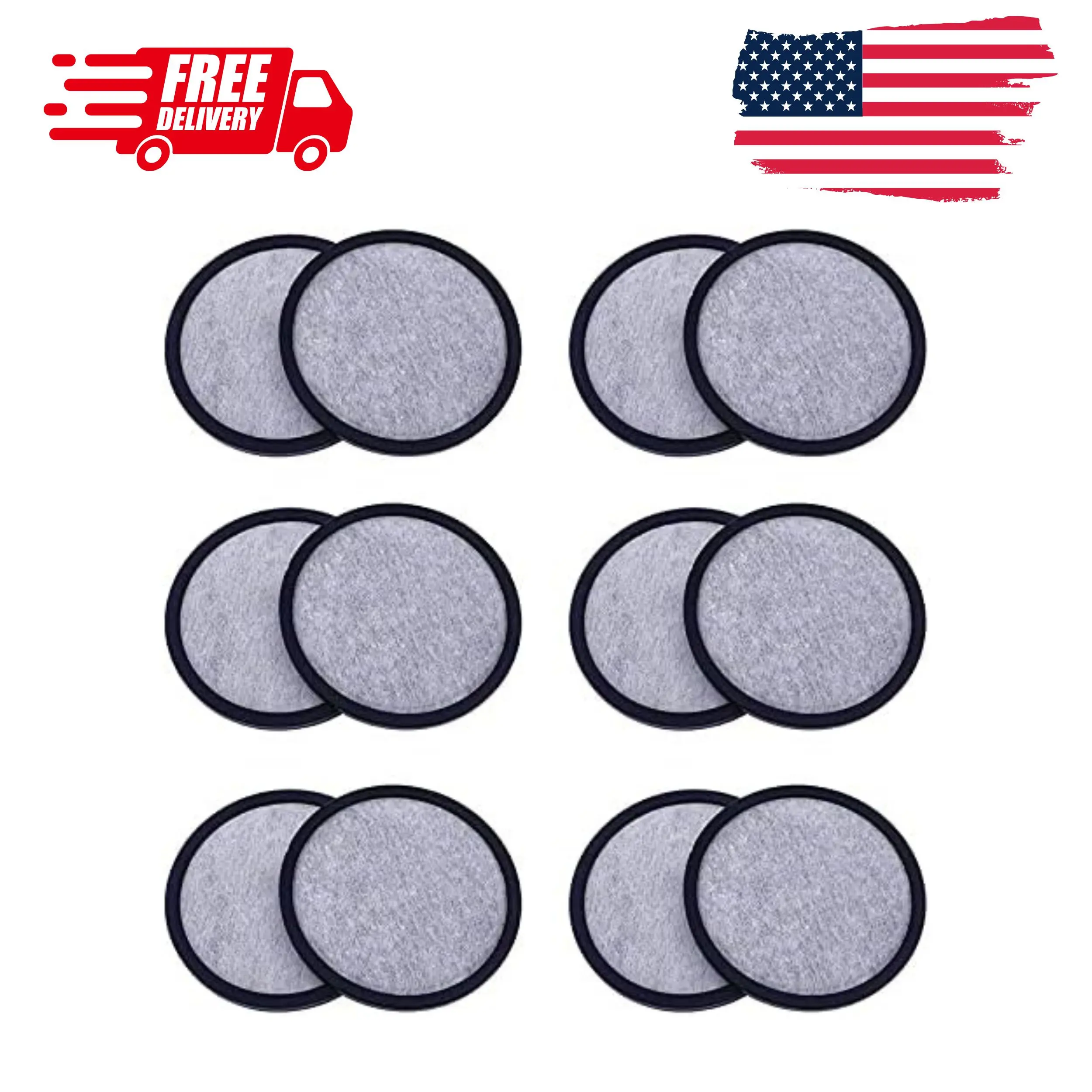 12-Pack Replacement Charcoal Water Filter Discs