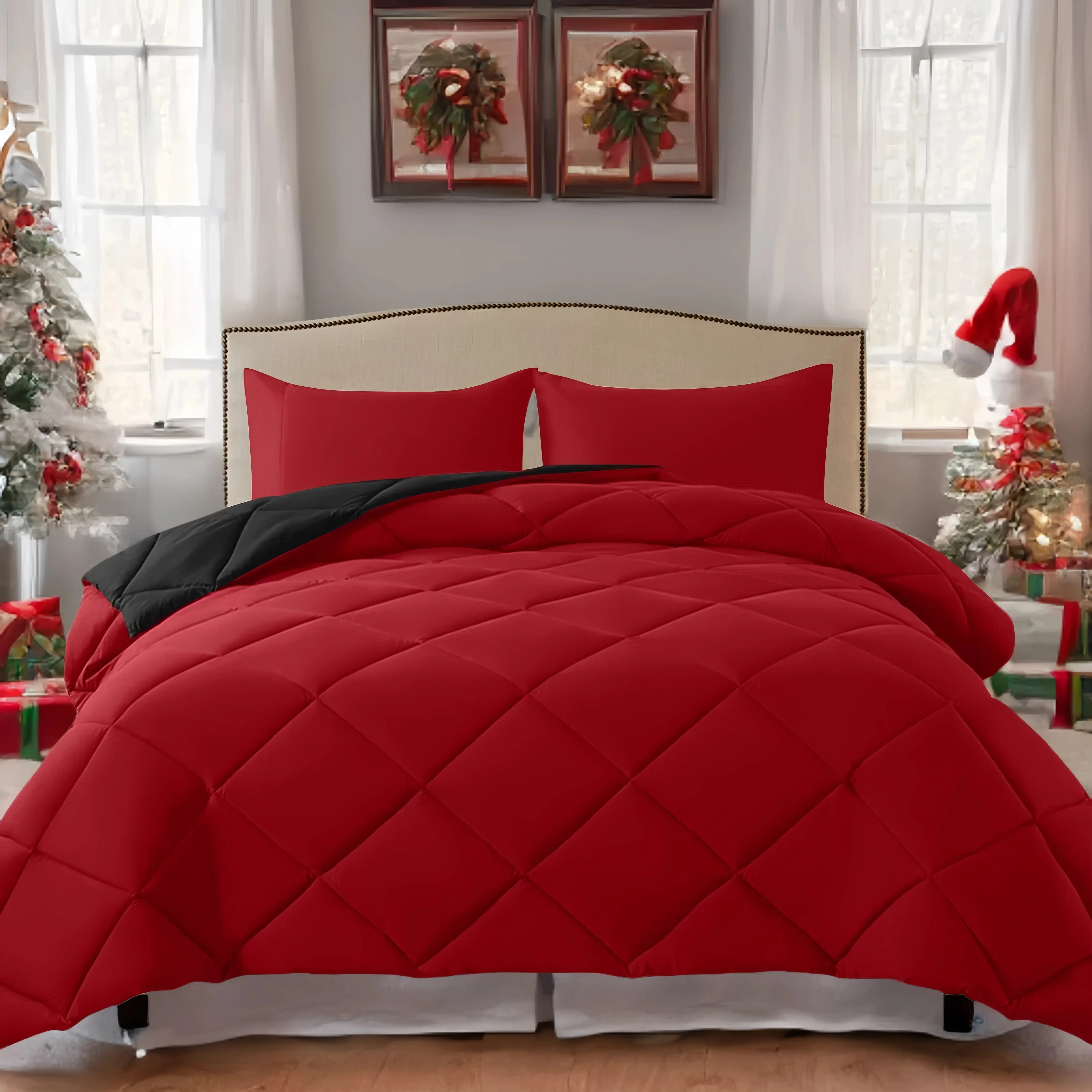 【Labor Day‘s Deal】ELNIDO QUEEN 3PCS Queen Comforter Set with 2 Pillow Shams（only Twin for 2PCS)- Bedding Sets Queen for All Season,a gift for your fam